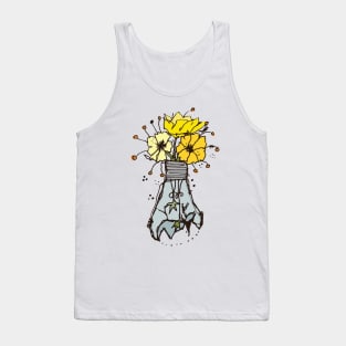 Light bulb with yellow flowers sketch 2 Tank Top